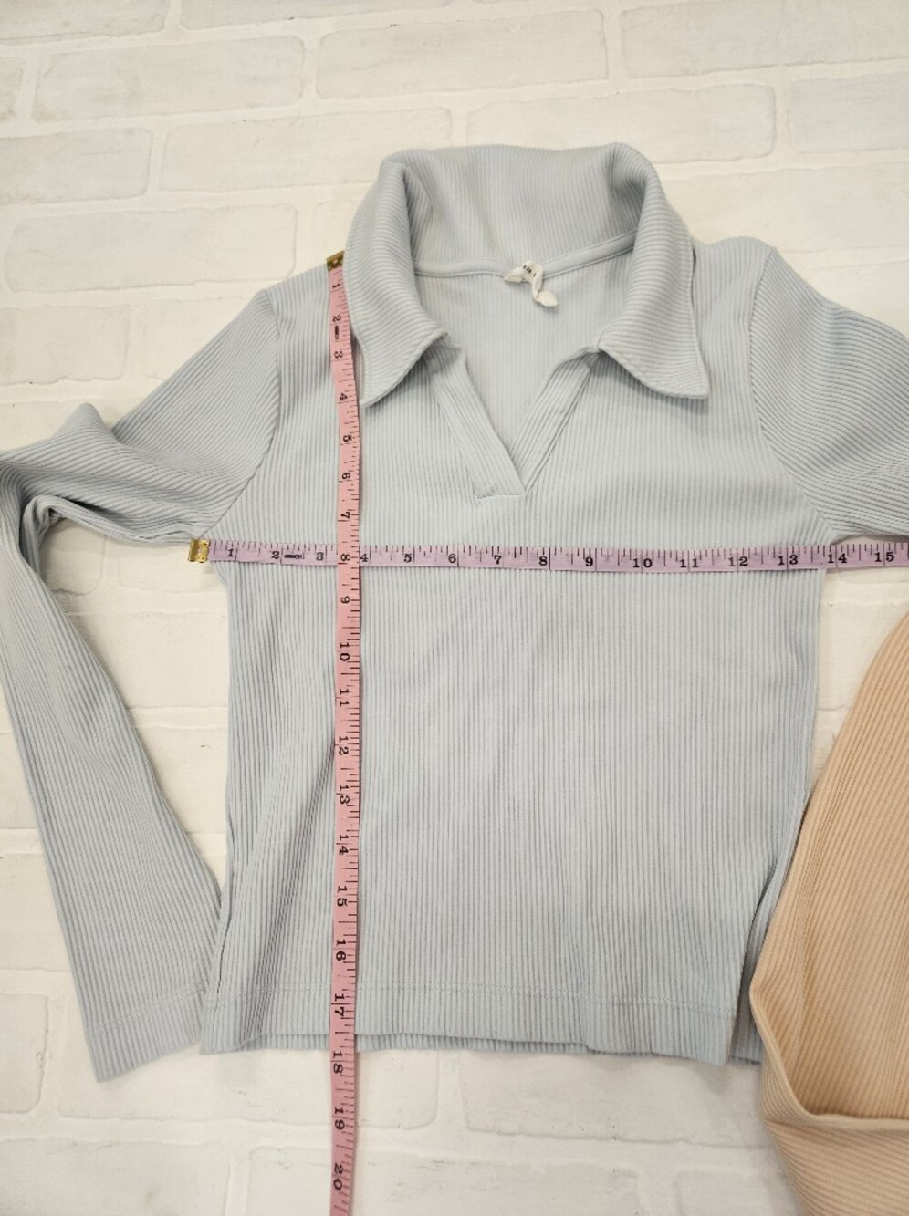 Pima Cotton Ribbed Collared Tops - Picture 2 of 4